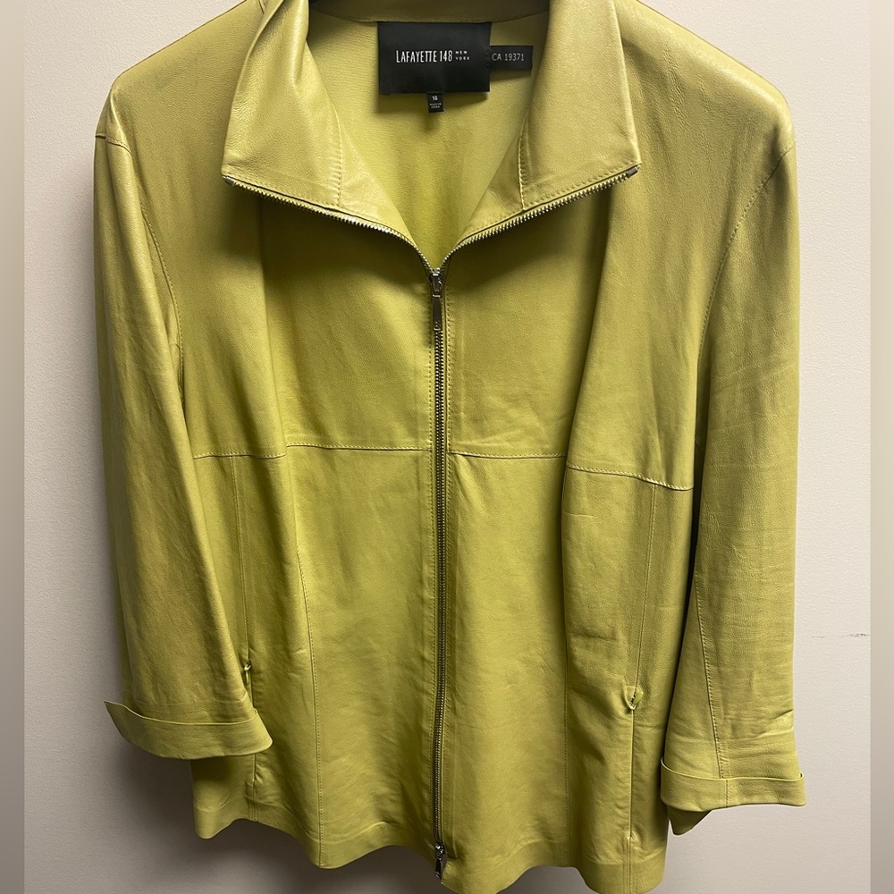 Lime green Lafayette New York 148 Leather Jacket